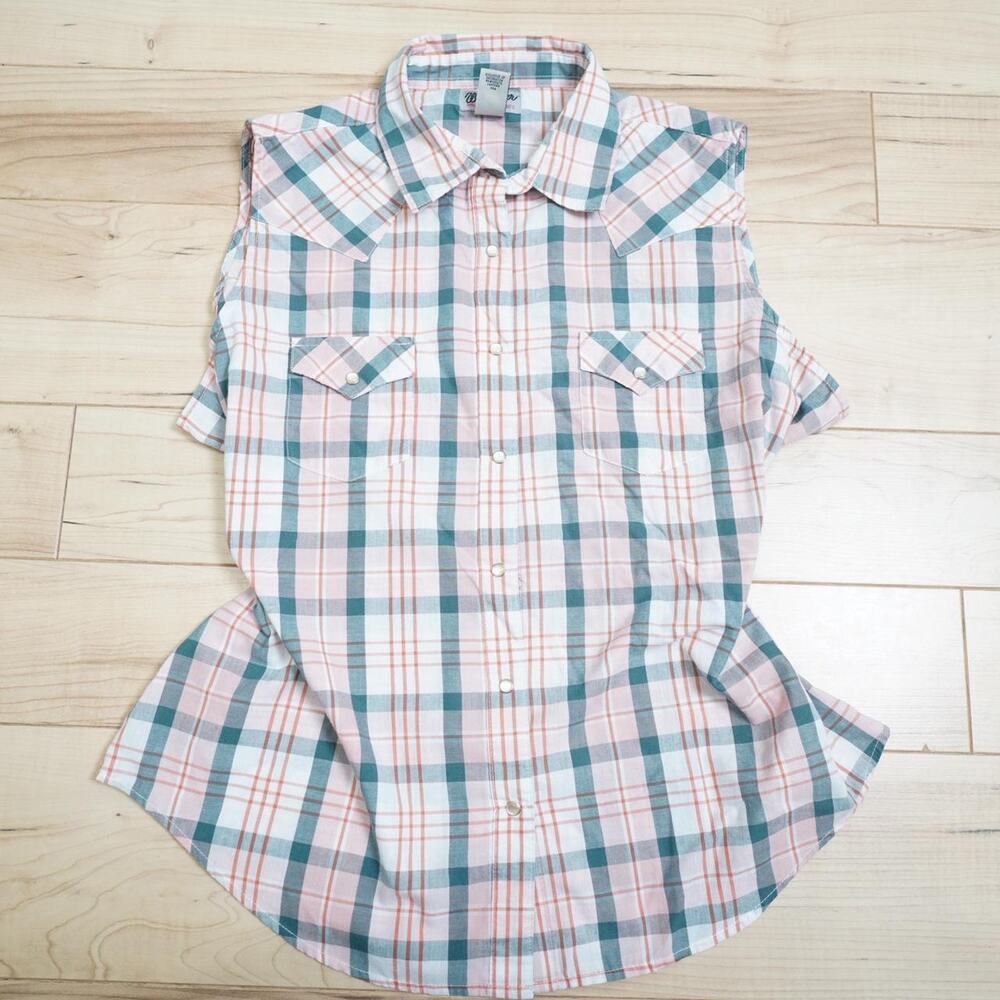 Wrangler pink plaid western snap shirt size XXL cowgirl y2k westernwear top